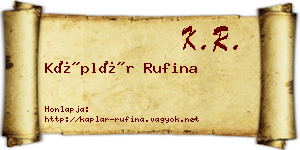 Káplár Rufina névjegykártya
